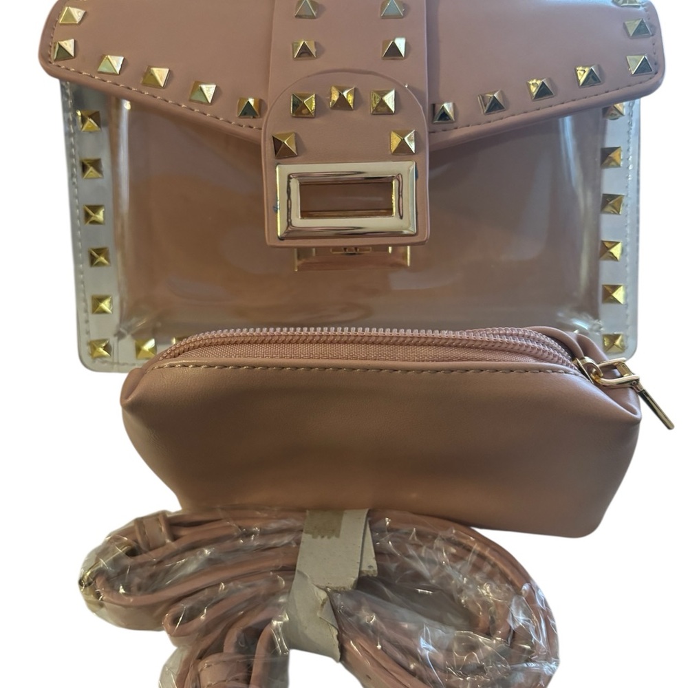 Stylish Pink Studded Women's Bag Set